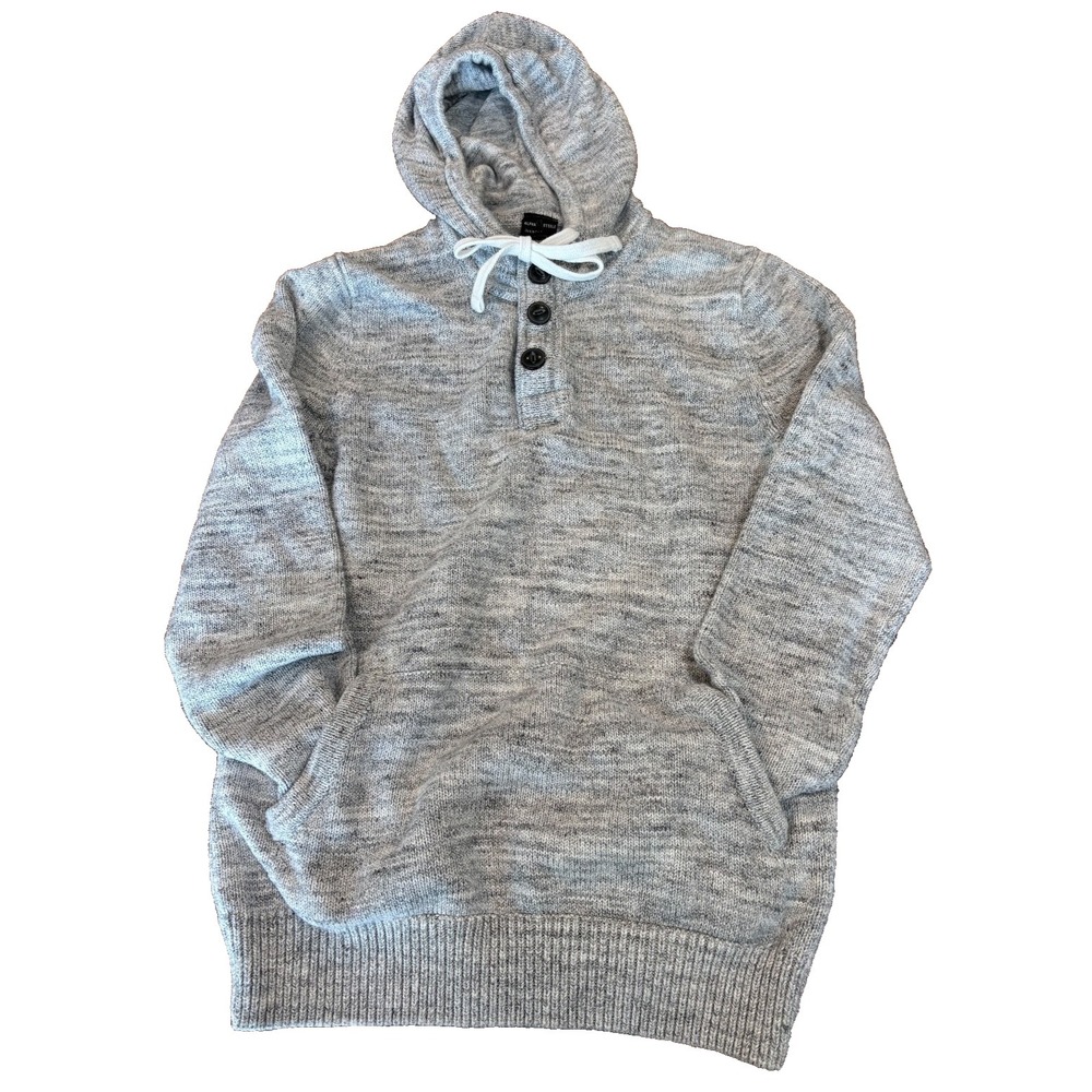 Denim & Company Alpha Steele grey marled cotton women's pullover sweater size S